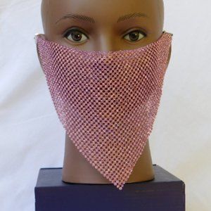 Pink Rhinestone Triangle Face Mask/Wedding/Party